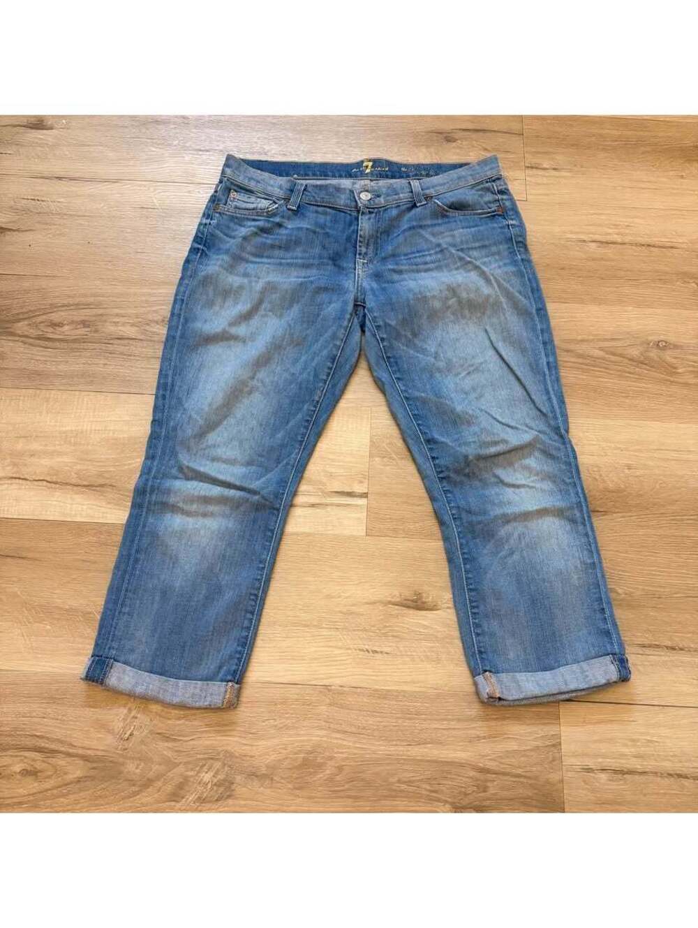 7 for All Mankind the Skinny‎ Crop & Roll Jeans Light Wash Women's 30